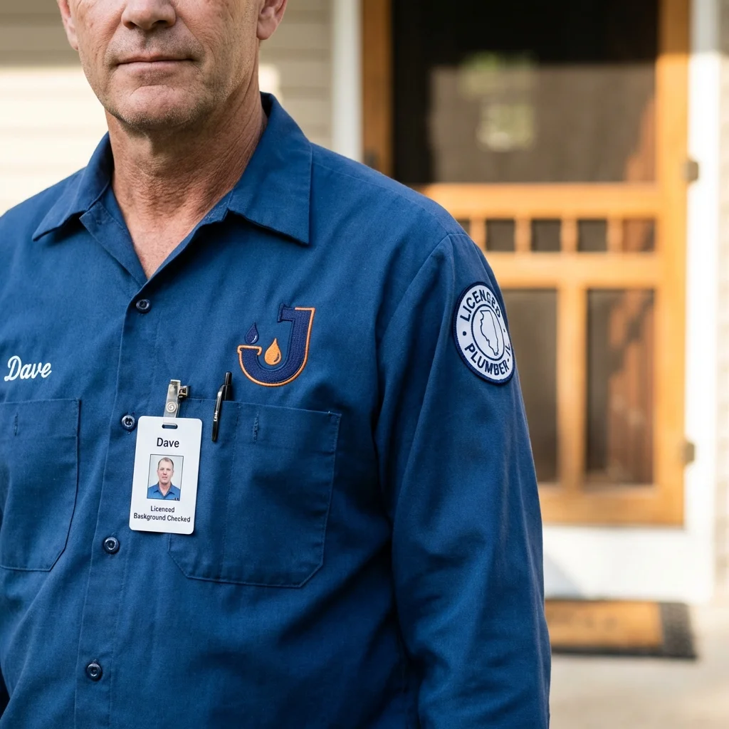 Licensed plumber showing ID badge in Rockford, OH